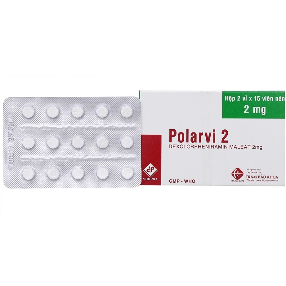 Hình ảnh Viên nén Polarvi 2 Vidipha điều trị viêm mũi, viêm kết mạc, mày đay (2 vỉ x 15 viên)