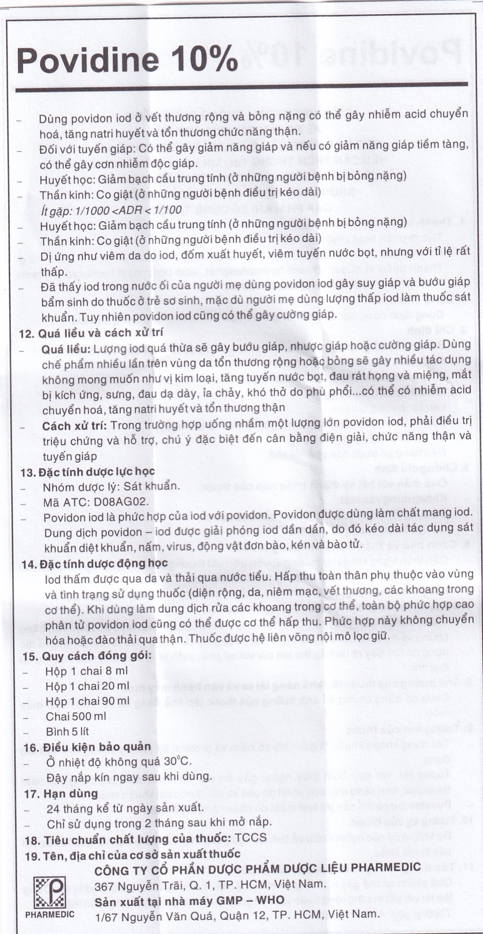 Hình ảnh Dung dịch sát khuẩn Povidine 10% Pharmedic ngăn ngừa nhiễm khuẩn ở vết cắt, vết trầy (8ml)