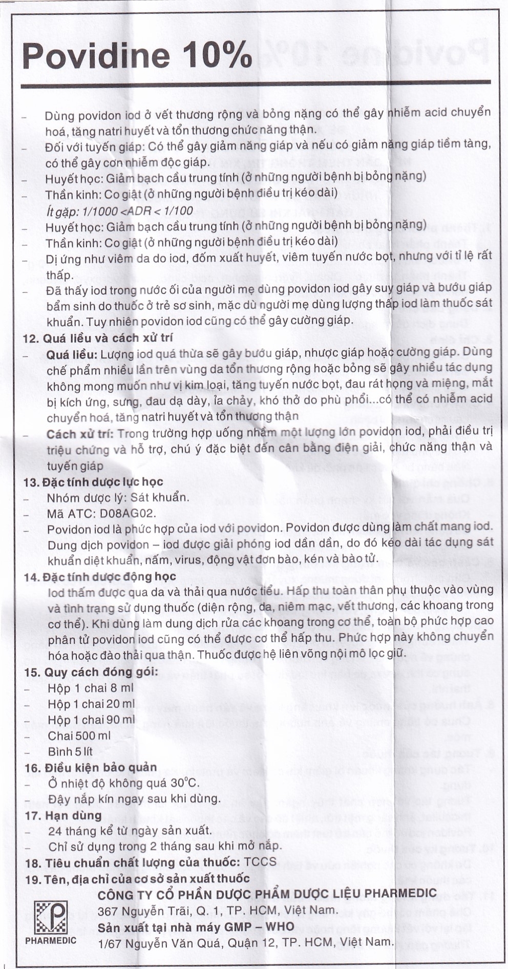Hình ảnh Dung dịch sát khuẩn Povidine 10% Pharmedic ngăn ngừa nhiễm khuẩn ở vết cắt, vết trầy (90ml)