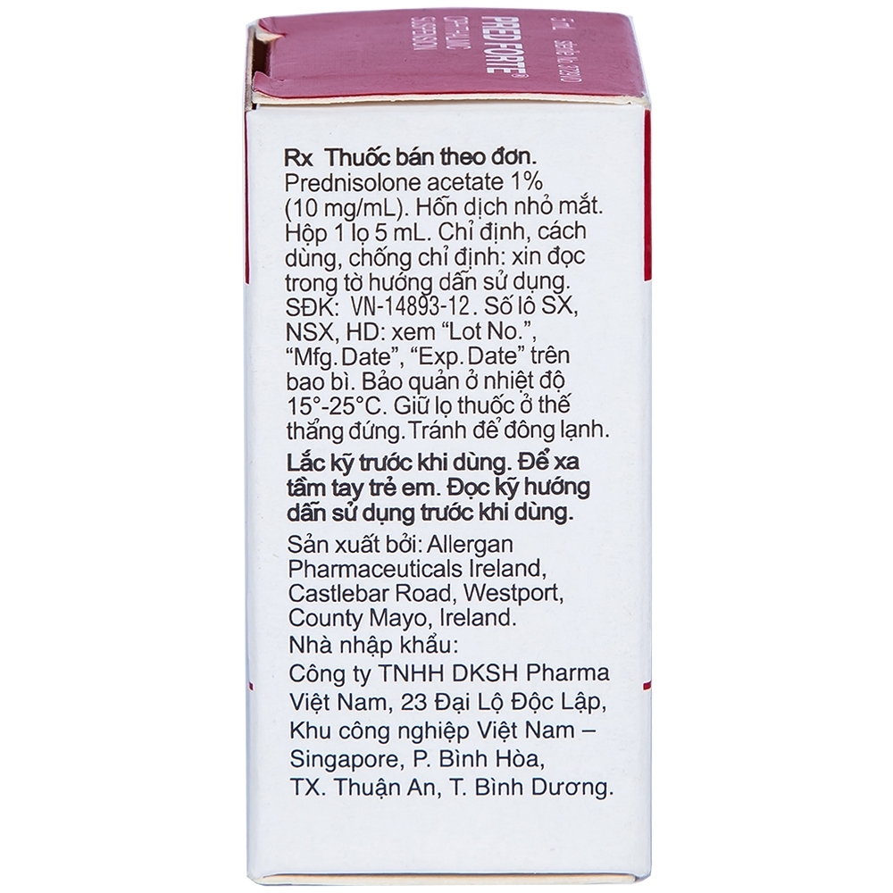 Hình ảnh Hỗn dịch nhỏ mắt Pred Forte Allergan điều trị các chứng viêm đáp ứng với steroid (5ml)
