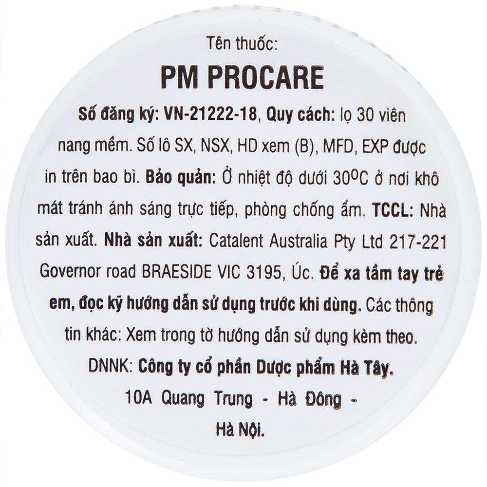 Hình ảnh Thuốc PM Procare Catalent bổ sung DHA, EPA, Vitamin và khoáng chất (30 viên)