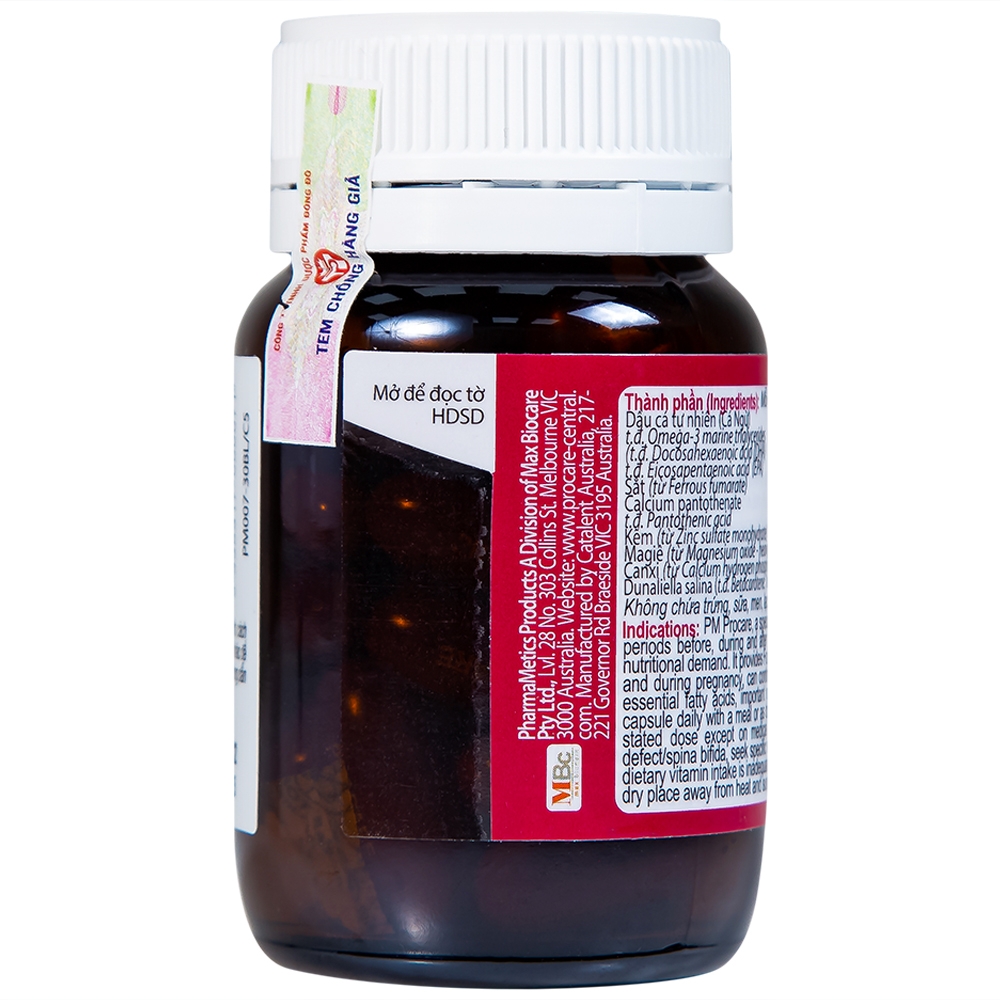 Hình ảnh Thuốc PM Procare Catalent bổ sung DHA, EPA, Vitamin và khoáng chất (30 viên)
