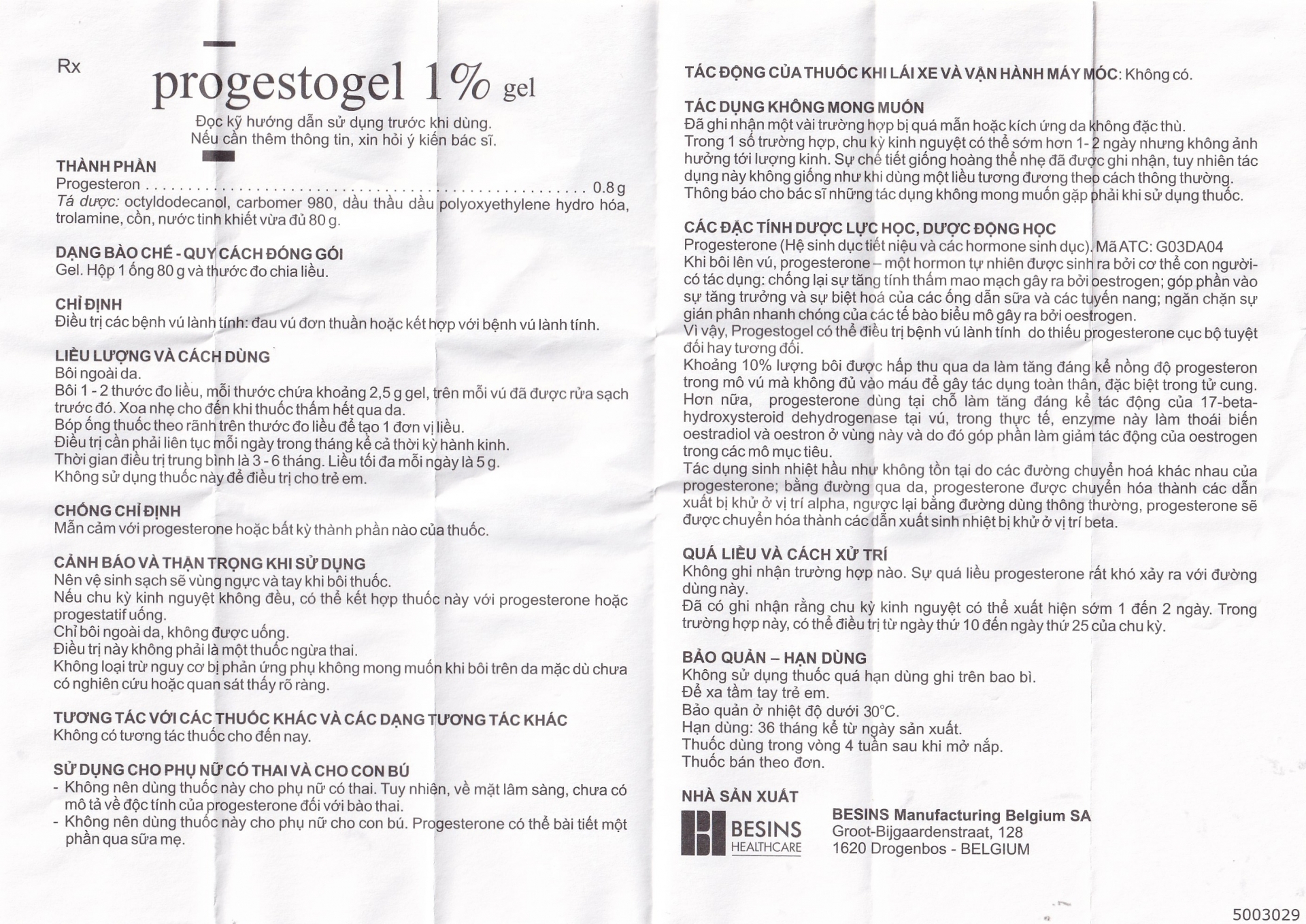 Hình ảnh Gel Progestogel 1% Kolmar điều trị các bệnh vú lành tính (80g)