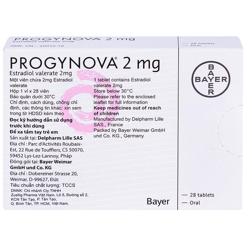 Hình ảnh Thuốc Progynova 2mg Bayer điều trị chứng thiếu estrogen (1 vỉ x 28 viên)
