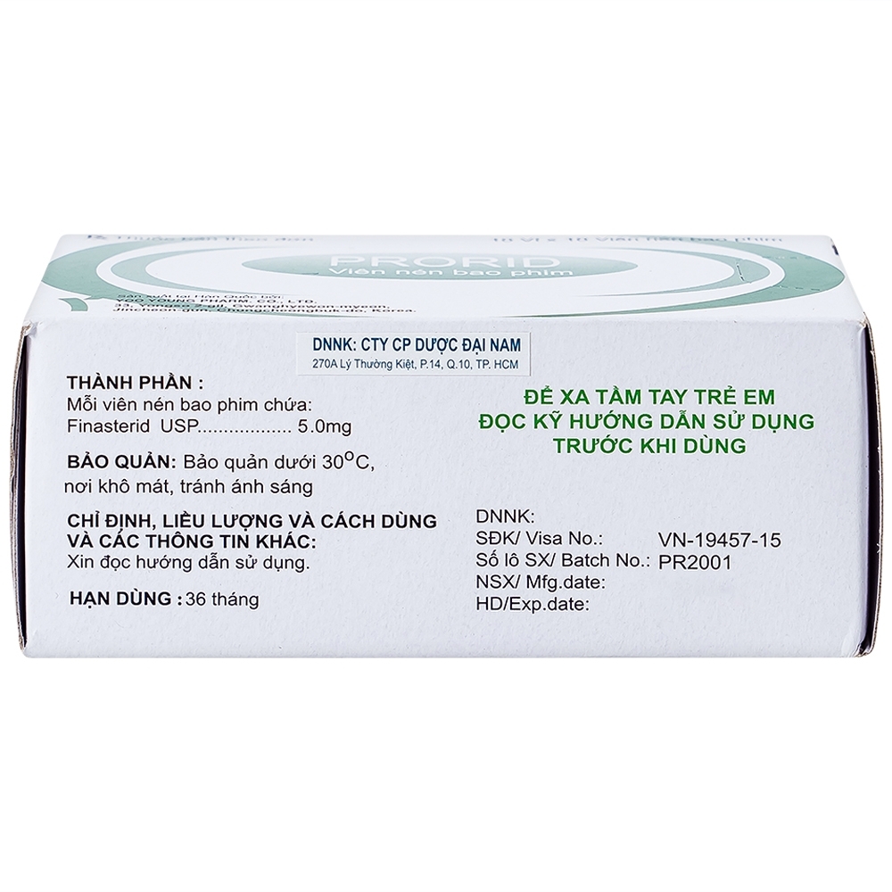 Hình ảnh Thuốc Prorid 5mg Yoo Young điều trị tăng sản tuyến tiền liệt lành tính (10 vỉ x 10 viên)