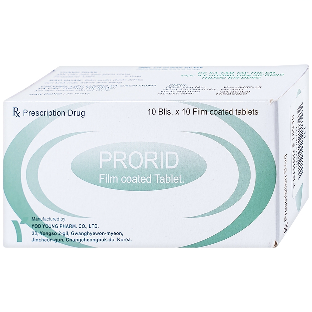 Hình ảnh Thuốc Prorid 5mg Yoo Young điều trị tăng sản tuyến tiền liệt lành tính (10 vỉ x 10 viên)
