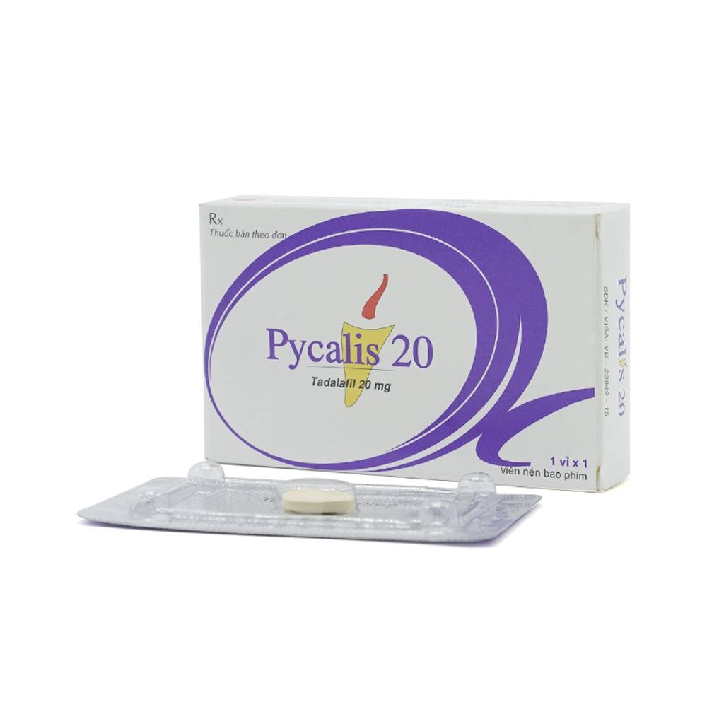 Hình ảnh Thuốc Pycalis 20 Pymepharco điều trị hỗ trợ rối loạn cương dương (1 vỉ x 1 viên)