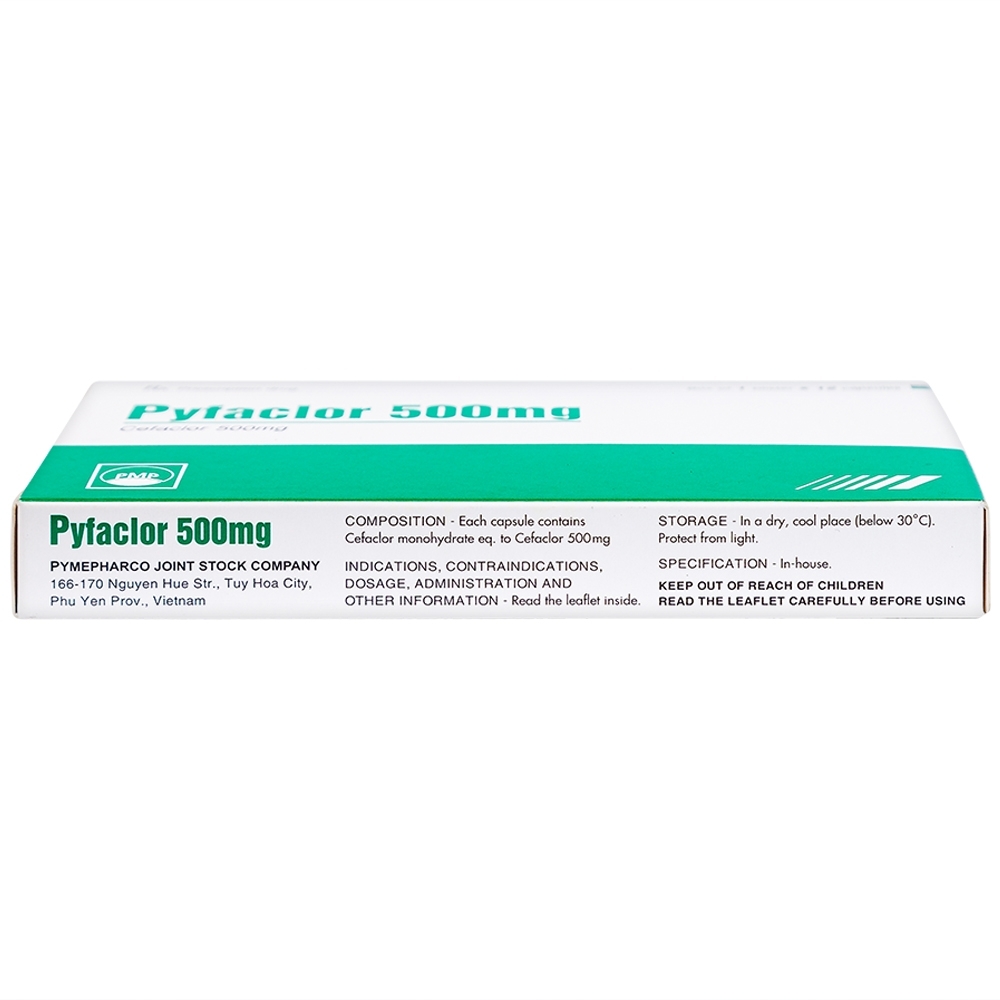 Hình ảnh Thuốc Pyfaclor 500mg Pymepharco điều trị viêm tai giữa, nhiễm khuẩn đường hô hấp (1 vỉ x 12 viên)