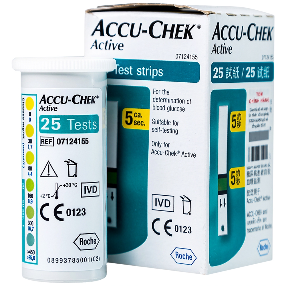 Hình ảnh Que thử đường huyết Accu-Chek Active dùng cho máy Accu-Chek Active (25 cái)