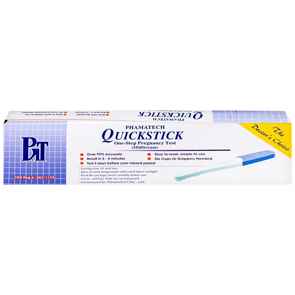 Hình ảnh Que thử thai điện tử QuickStick One-Step Pregnancy Test Phamatech cho kết quả trong 5 phút (1 cái)