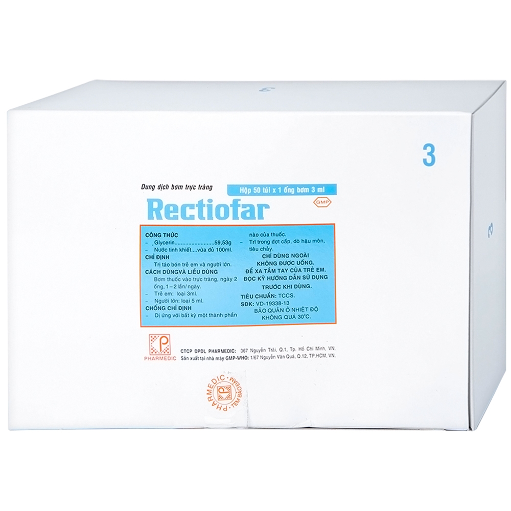 Hình ảnh Dung dịch Rectiofar Pharmedic điều trị táo bón (50 túi x 1 ống bơm 3ml)
