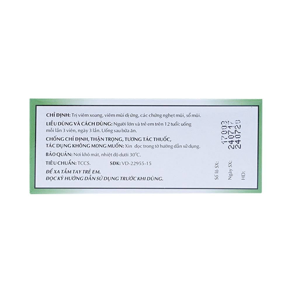 Hình ảnh Thuốc Rhinassin-OPC điều trị viêm xoang, viêm mũi dị ứng (5 vỉ x 10 viên)