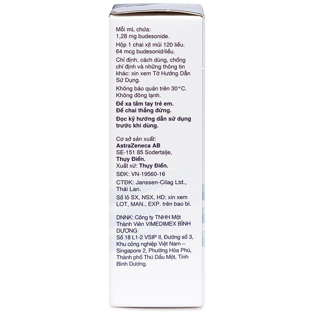 Hình ảnh Hỗn dịch xịt mũi Rhinocort Aqua 64mcg/liều AstraZeneca điều trị viêm mũi dị ứng (120 liều)