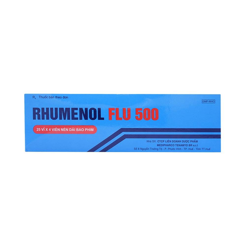 Hình ảnh Thuốc Rhumenol Flu 500 Medipharco điều trị đau đầu, sốt từ nhẹ đến vừa (25 vỉ x 4 viên)