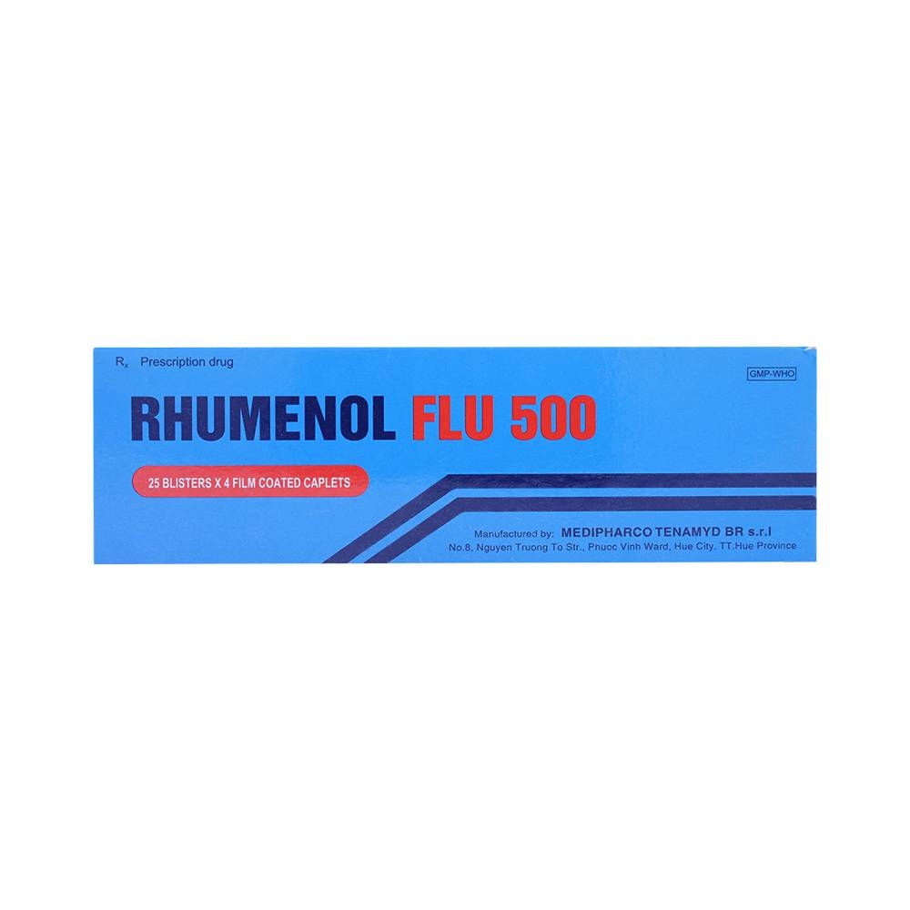 Hình ảnh Thuốc Rhumenol Flu 500 Medipharco điều trị đau đầu, sốt từ nhẹ đến vừa (25 vỉ x 4 viên)