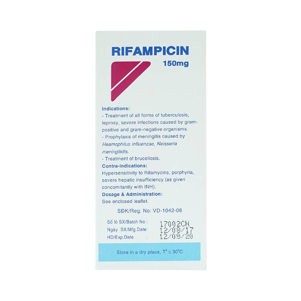 Hình ảnh Thuốc Rifampicin 150mg Mekophar điều trị lao, phong (250 viên)