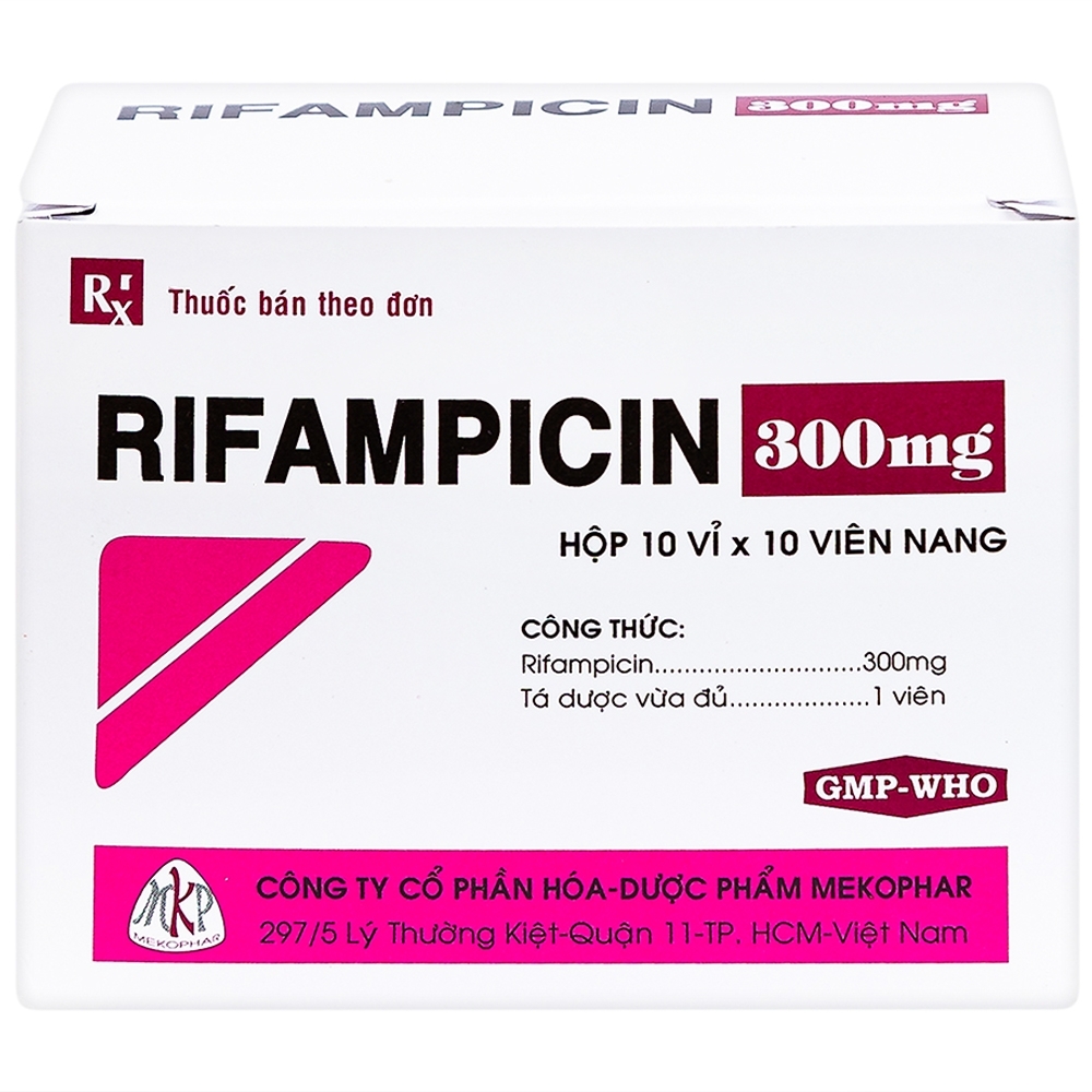 Hình ảnh Thuốc Rifampicin 300mg Mekophar điều trị lao, phong (10 vỉ x 10 viên)