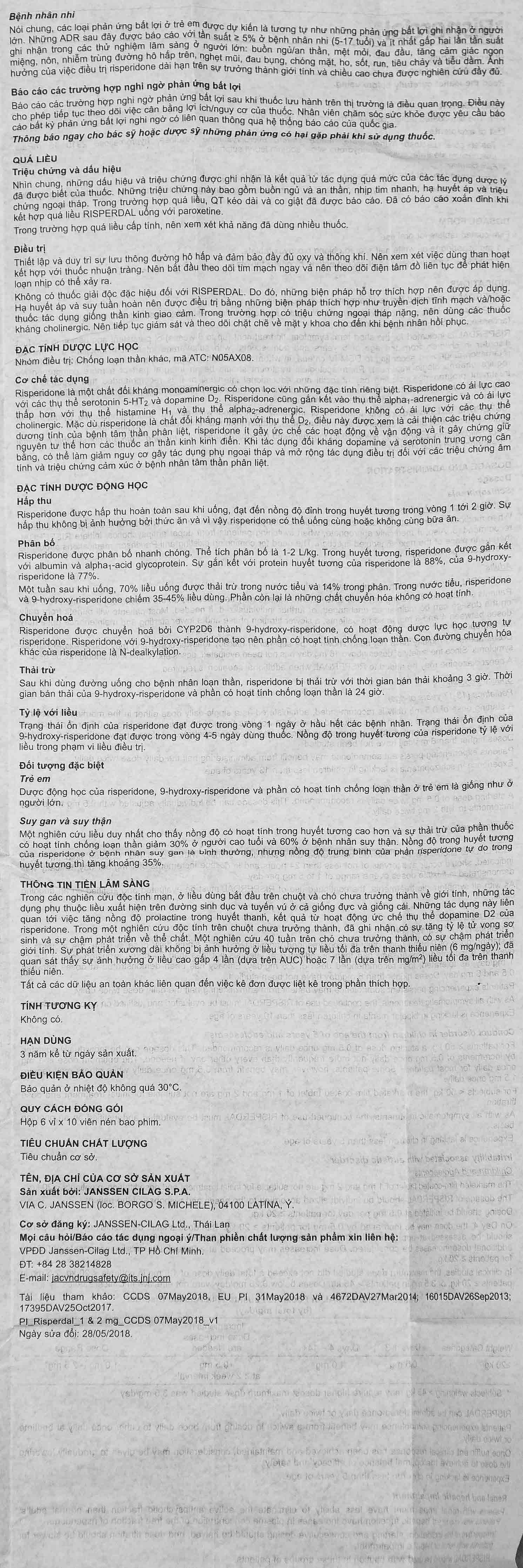 Hình ảnh Thuốc Risperdal 1mg Janssen điều trị bệnh tâm thần phân liệt (6 vỉ x 10 viên)