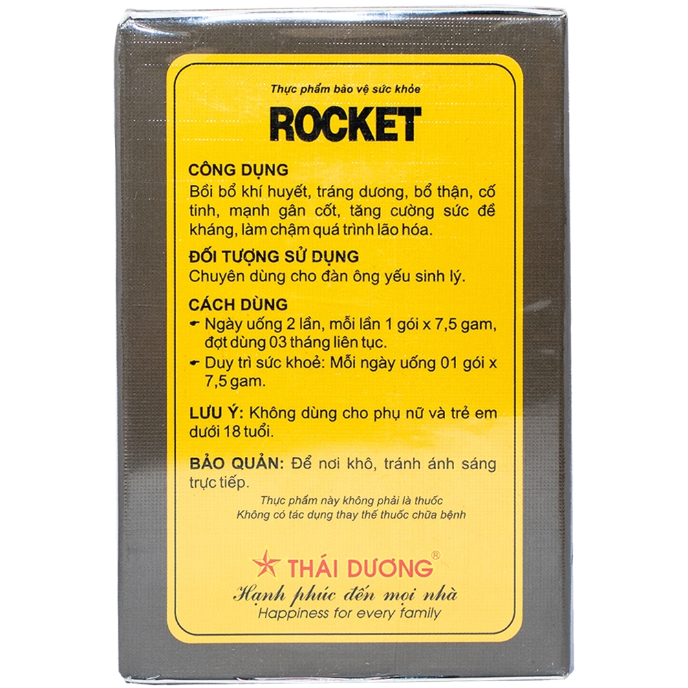 Hình ảnh Bột hòa tan Rocket Thái Dương giúp bổ khí huyết, bổ thận, tráng dương (10 gói)