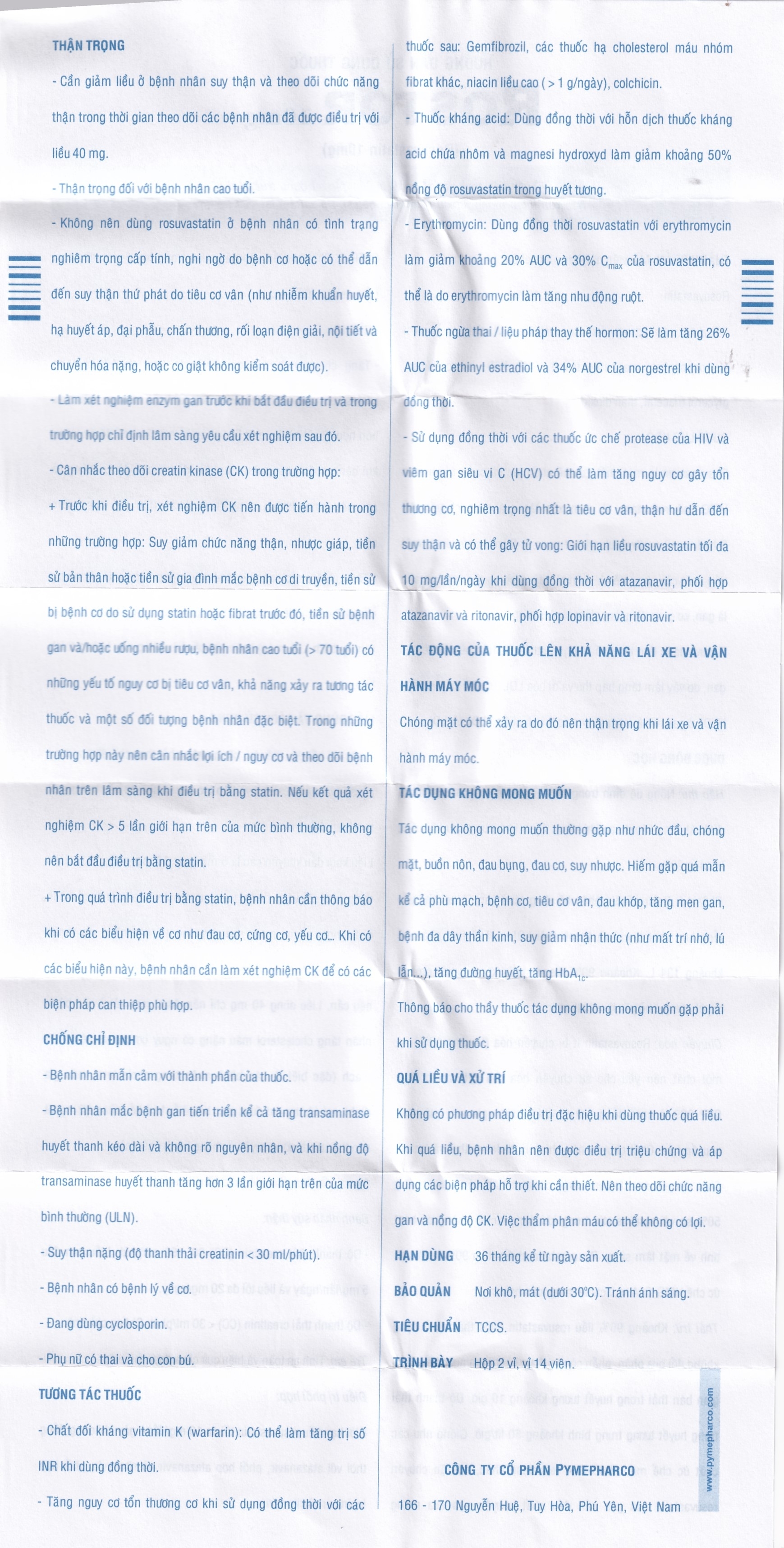 Hình ảnh Thuốc Rostor 10mg Pymepharco điều trị tăng cholesterol máu nguyên phát (2 vỉ x 14 viên)