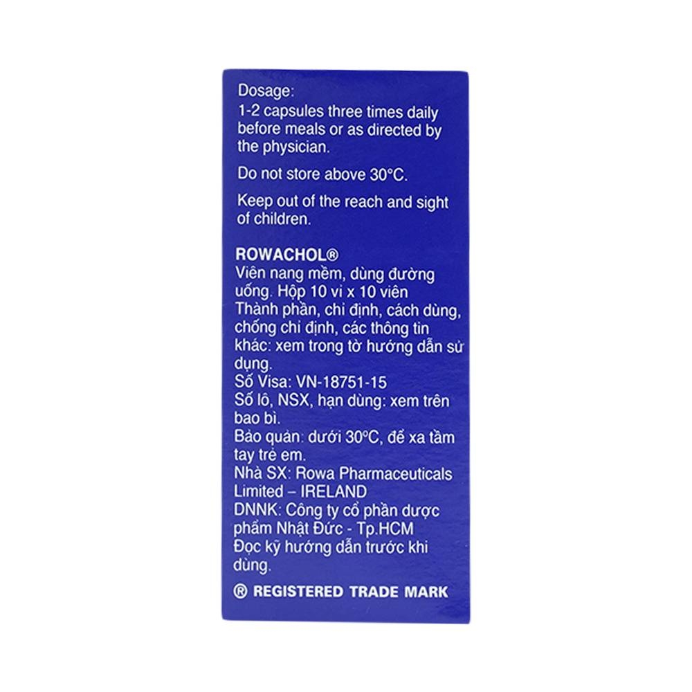 Hình ảnh Thuốc Rowachol Rowa điều trị làm tan sỏi đường mật (10 vỉ x 10 viên)