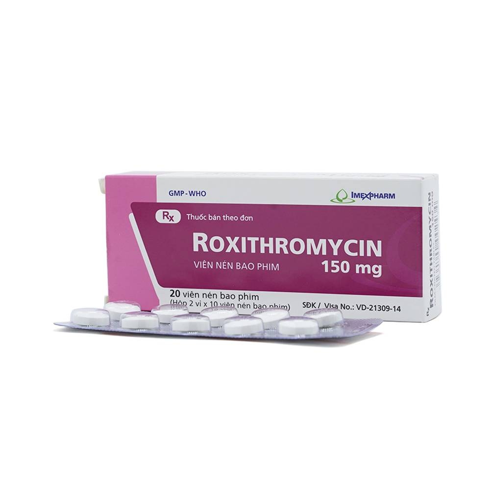 Hình ảnh Thuốc Roxithromycin 150mg Imexpharm điều trị các loại nhiễm khuẩn, bệnh bạch hầu, ho gà (2 vỉ x 10 viên)