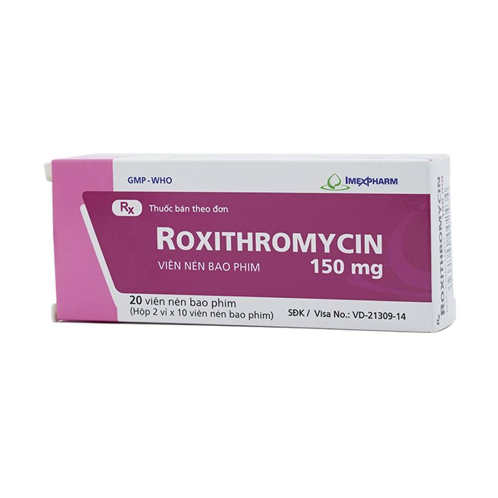Hình ảnh Thuốc Roxithromycin 150mg Imexpharm điều trị các loại nhiễm khuẩn, bệnh bạch hầu, ho gà (2 vỉ x 10 viên)