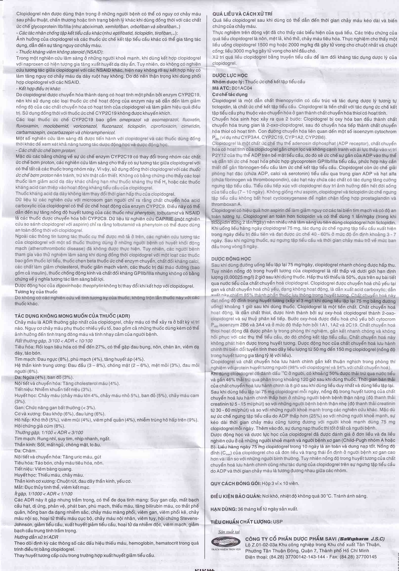 Hình ảnh Thuốc Dogrel SaVi giảm nguy cơ tai biến tim mạch (3 vỉ x 10 viên)