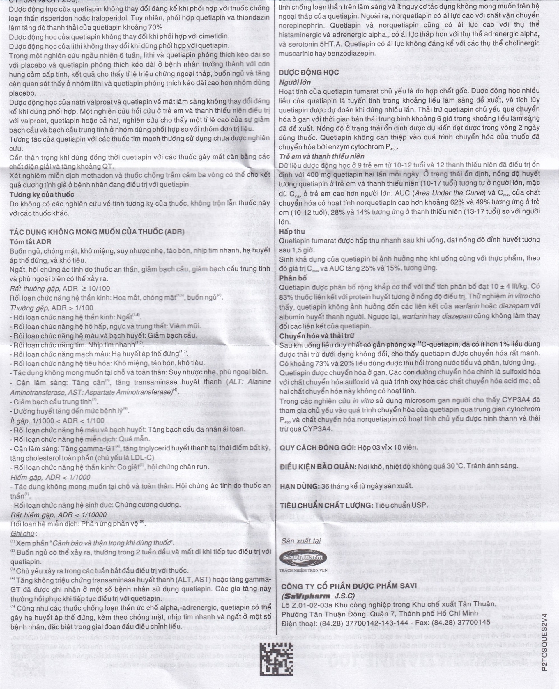 Hình ảnh Thuốc Savi Quetiapine 100 điều trị tâm thần phân liệt (3 vỉ x 10 viên)