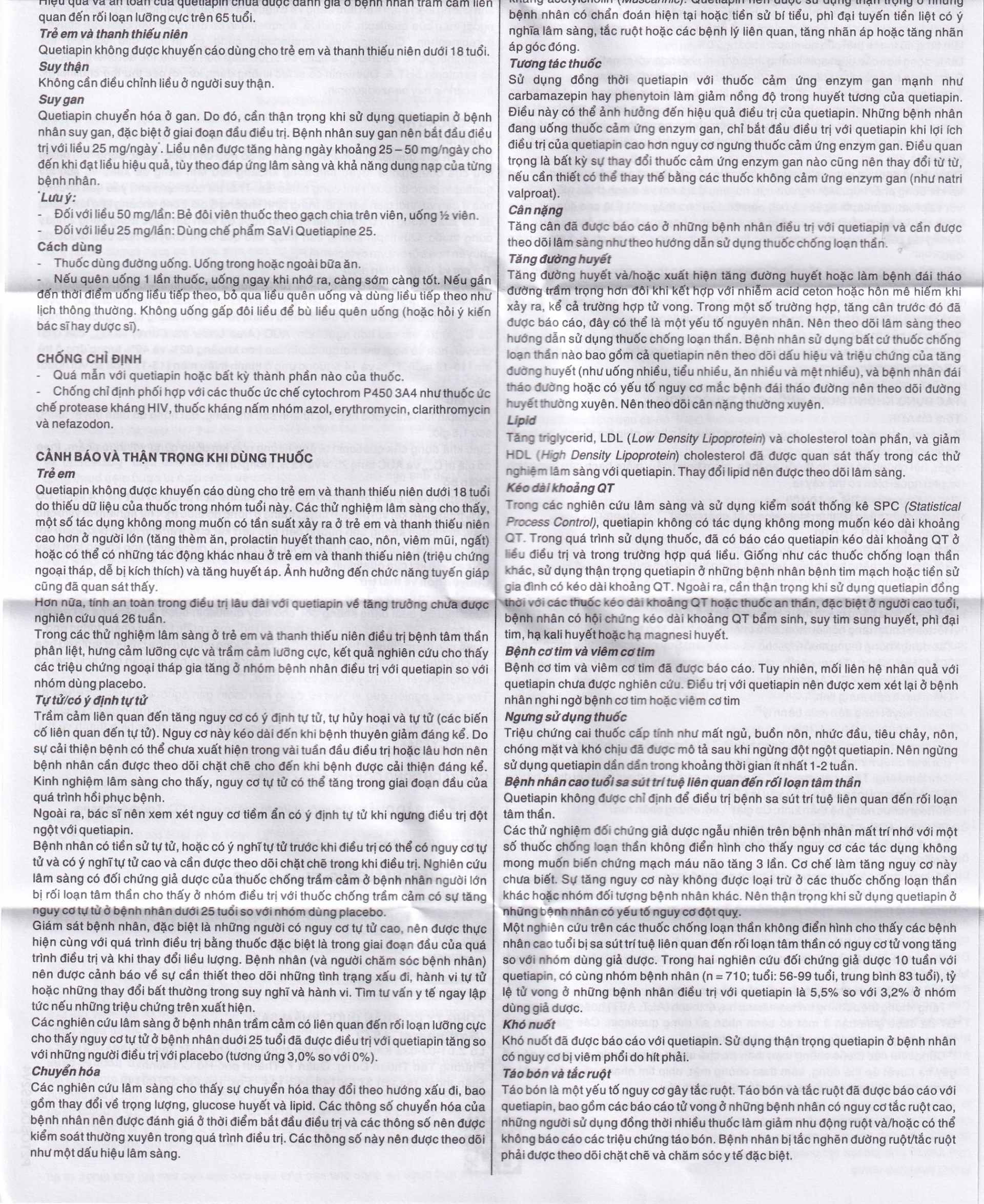 Hình ảnh Thuốc Savi Quetiapine 100 điều trị tâm thần phân liệt (3 vỉ x 10 viên)