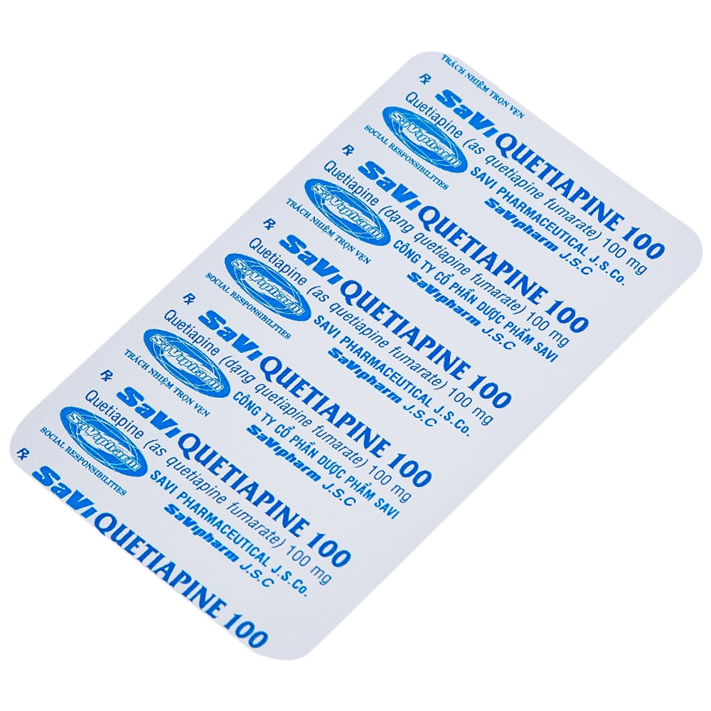 Hình ảnh Thuốc Savi Quetiapine 100 điều trị tâm thần phân liệt (3 vỉ x 10 viên)