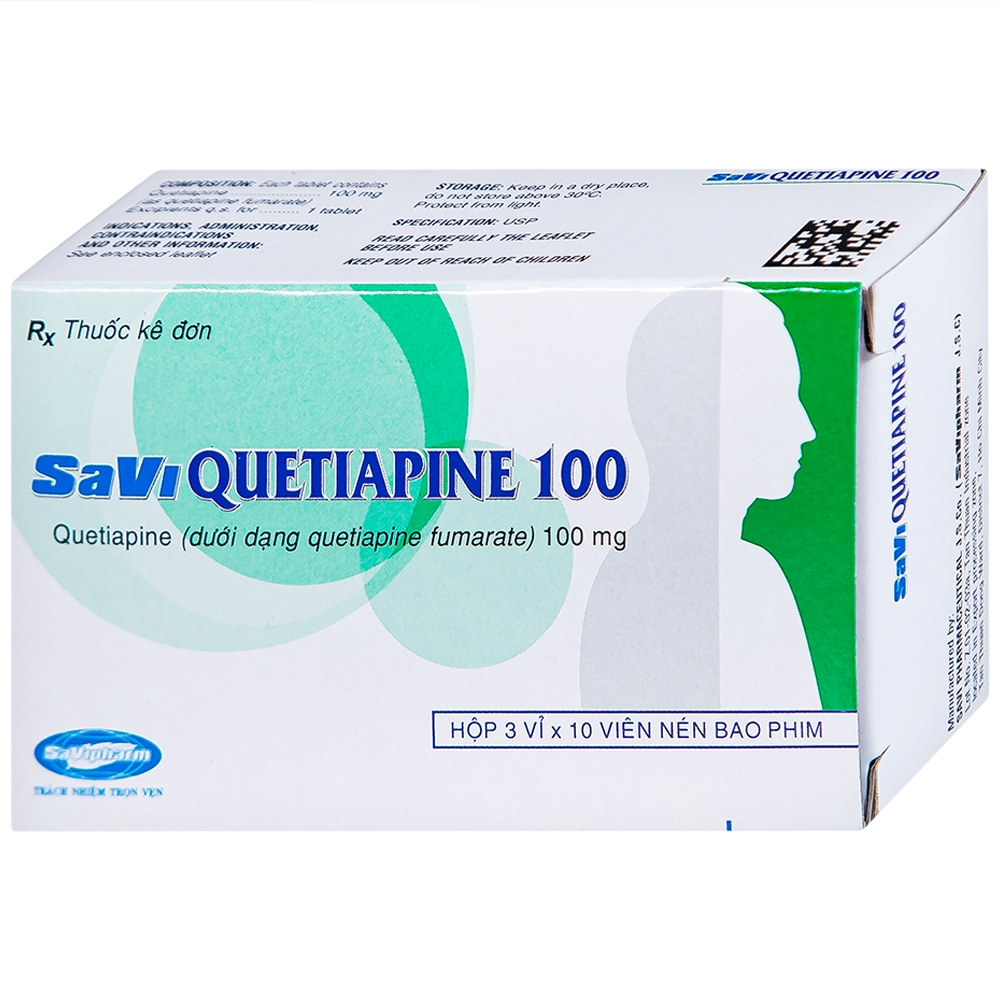 Hình ảnh Thuốc Savi Quetiapine 100 điều trị tâm thần phân liệt (3 vỉ x 10 viên)