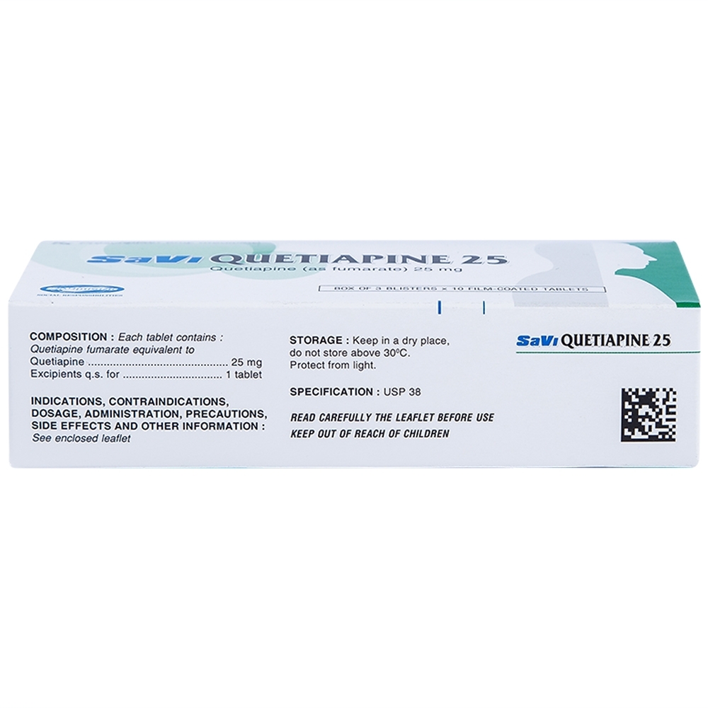 Hình ảnh Thuốc Savi Quetiapine 25 điều trị tâm thần phân liệt (3 vỉ x 10 viên)