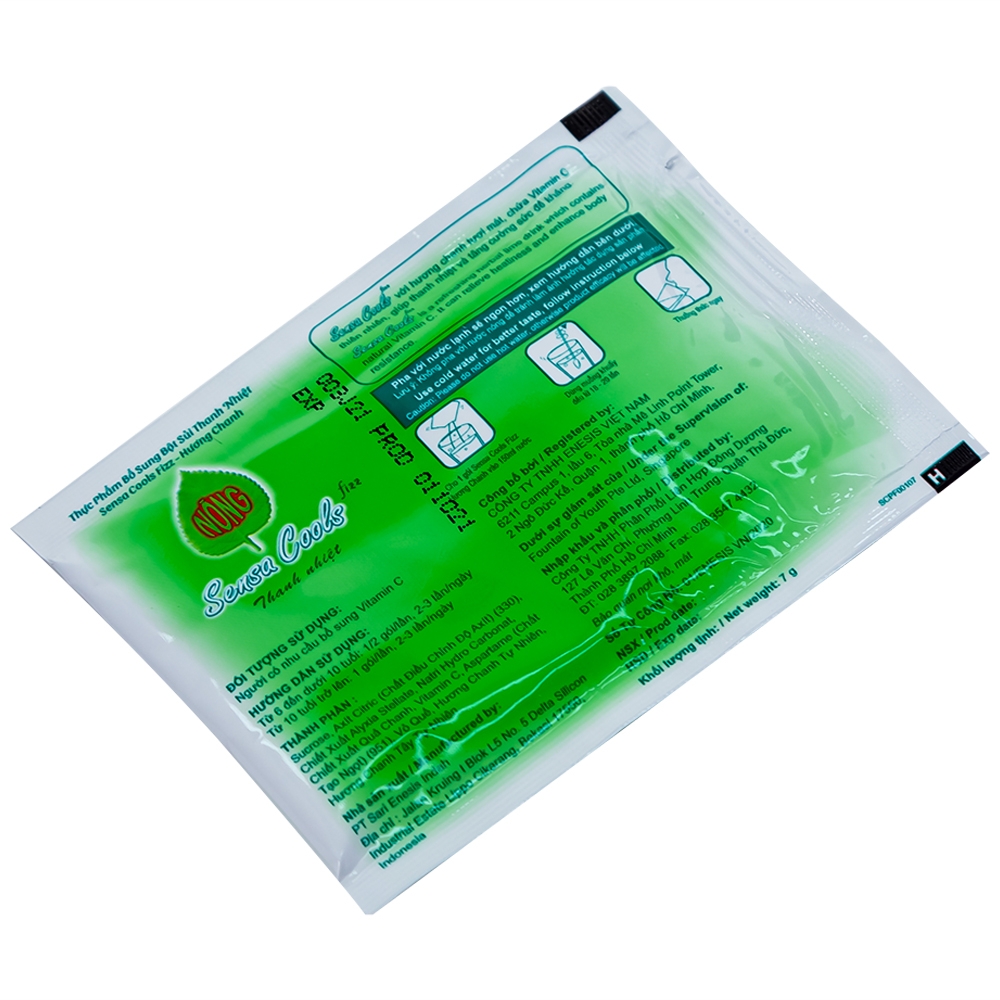 Hình ảnh Bột sủi Sensa Cools Enesis giúp thanh nhiệt cơ thể và tăng cường sức đề kháng (6 gói x 7g)