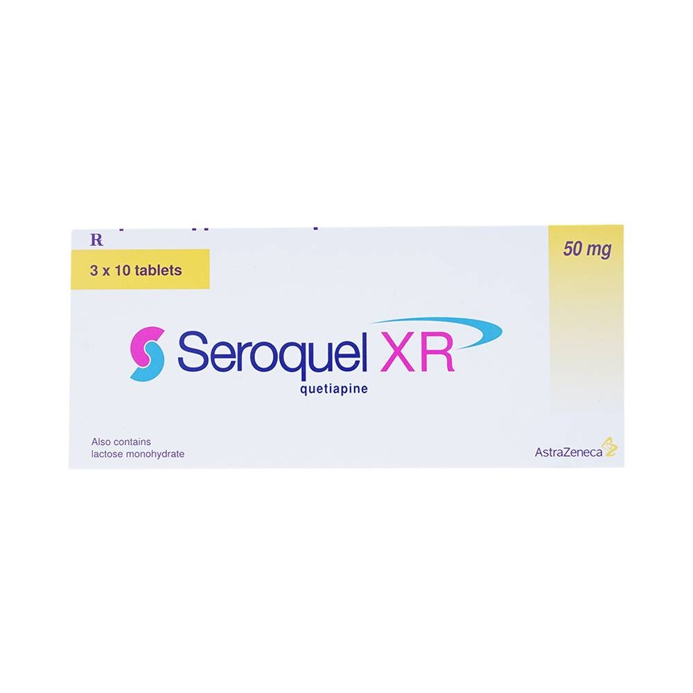 Hình ảnh Thuốc Seroquel XR 50mg AstraZeneca điều trị tâm thần phân liệt (3 vỉ x 10 viên)