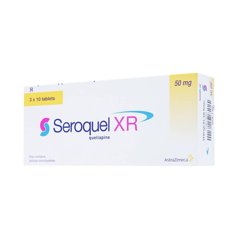 Hình ảnh Thuốc Seroquel XR 50mg AstraZeneca điều trị tâm thần phân liệt (3 vỉ x 10 viên)