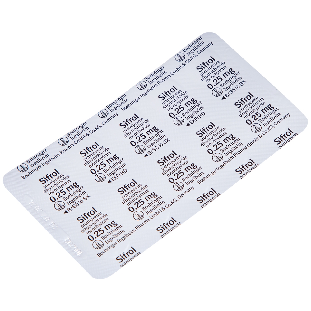 Hình ảnh Thuốc Sifrol 0.25mg Boehringer điều trị bệnh parkinson (3 vỉ x 10 viên)