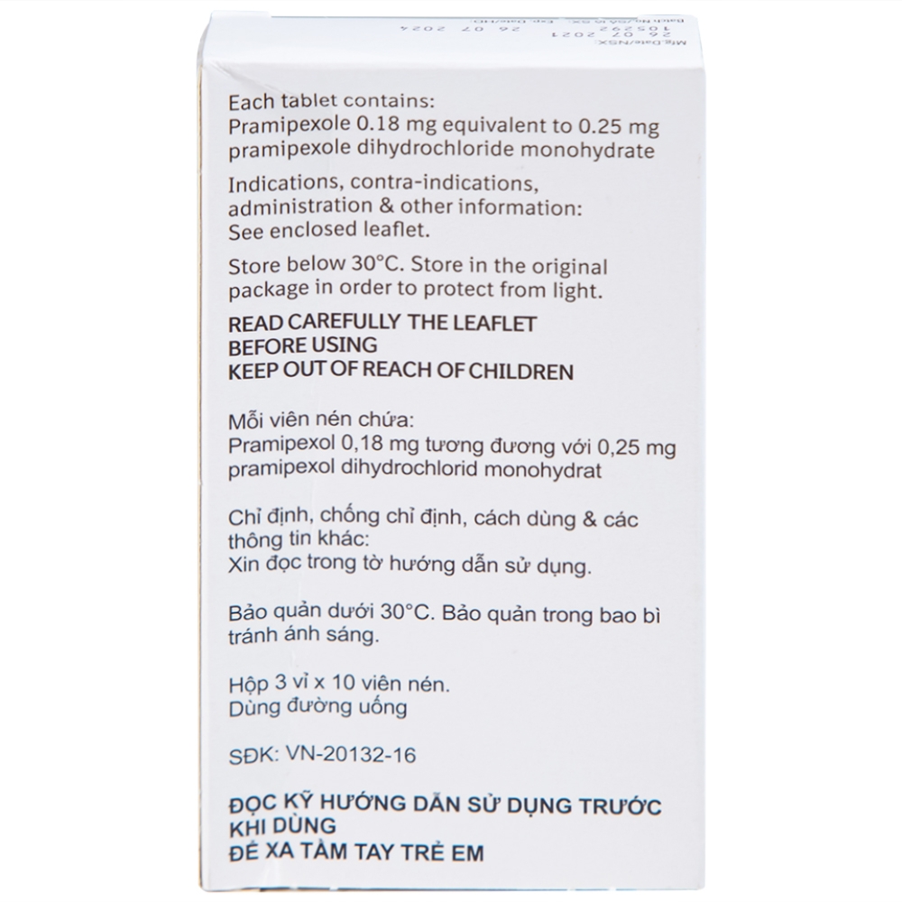 Hình ảnh Thuốc Sifrol 0.25mg Boehringer điều trị bệnh parkinson (3 vỉ x 10 viên)