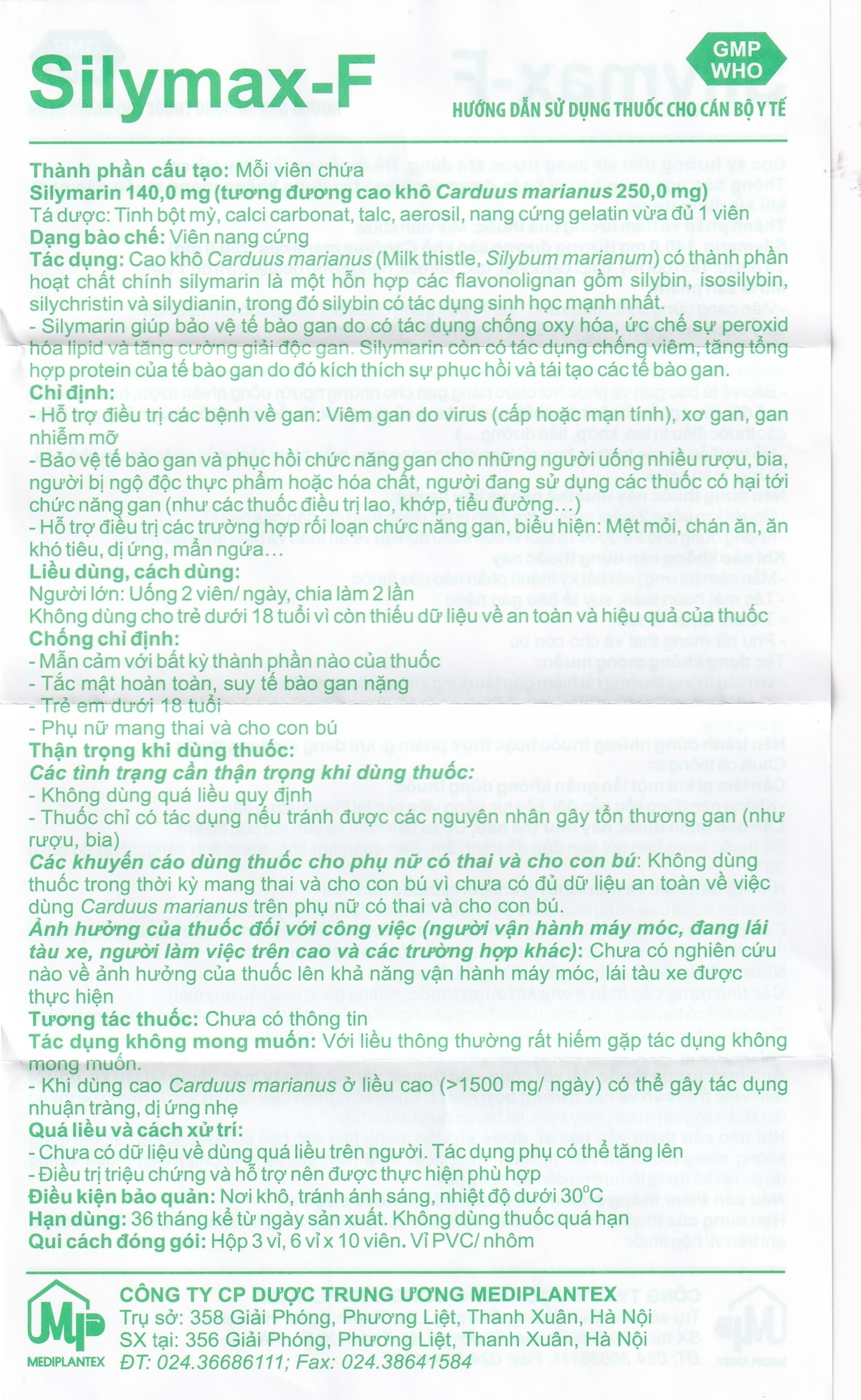 Hình ảnh Thuốc Silymax-F Mediplantex điều trị viêm gan do virus, xơ gan (6 vỉ x 10 viên)