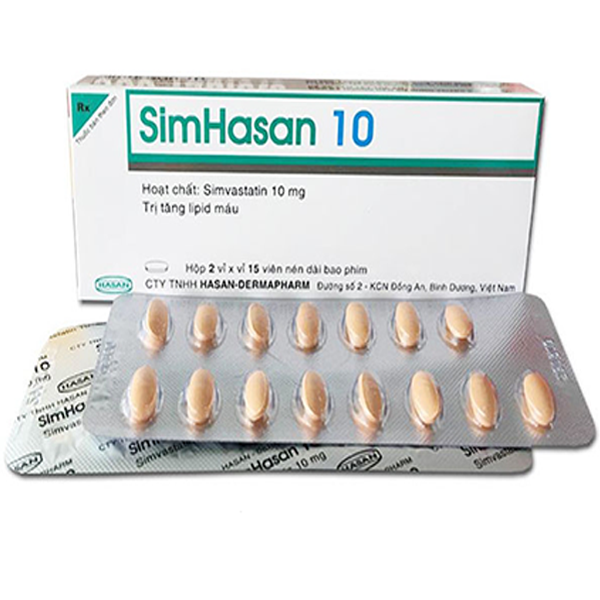 Hình ảnh Thuốc SimHasan 10 điều trị tăng cholesterol huyết, phòng ngừa bệnh tim mạch (2 vỉ x 15 viên)