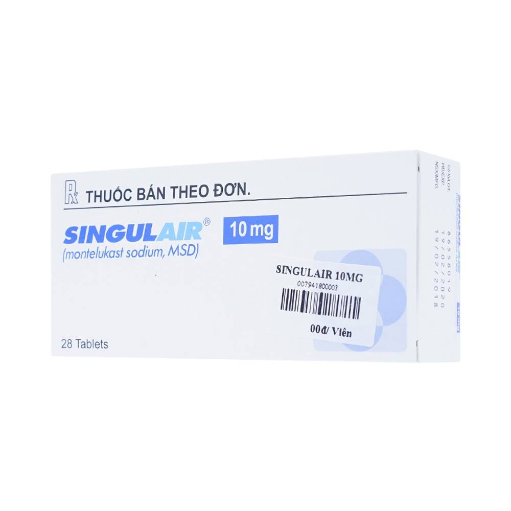Hình ảnh Thuốc Singulair 10mg MSD điều trị hen phế quản mạn tính (4 vỉ x 7 viên)