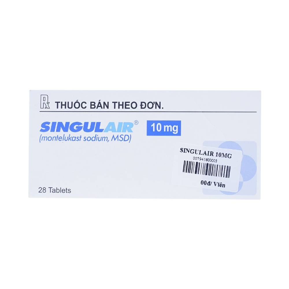 Hình ảnh Thuốc Singulair 10mg MSD điều trị hen phế quản mạn tính (4 vỉ x 7 viên)