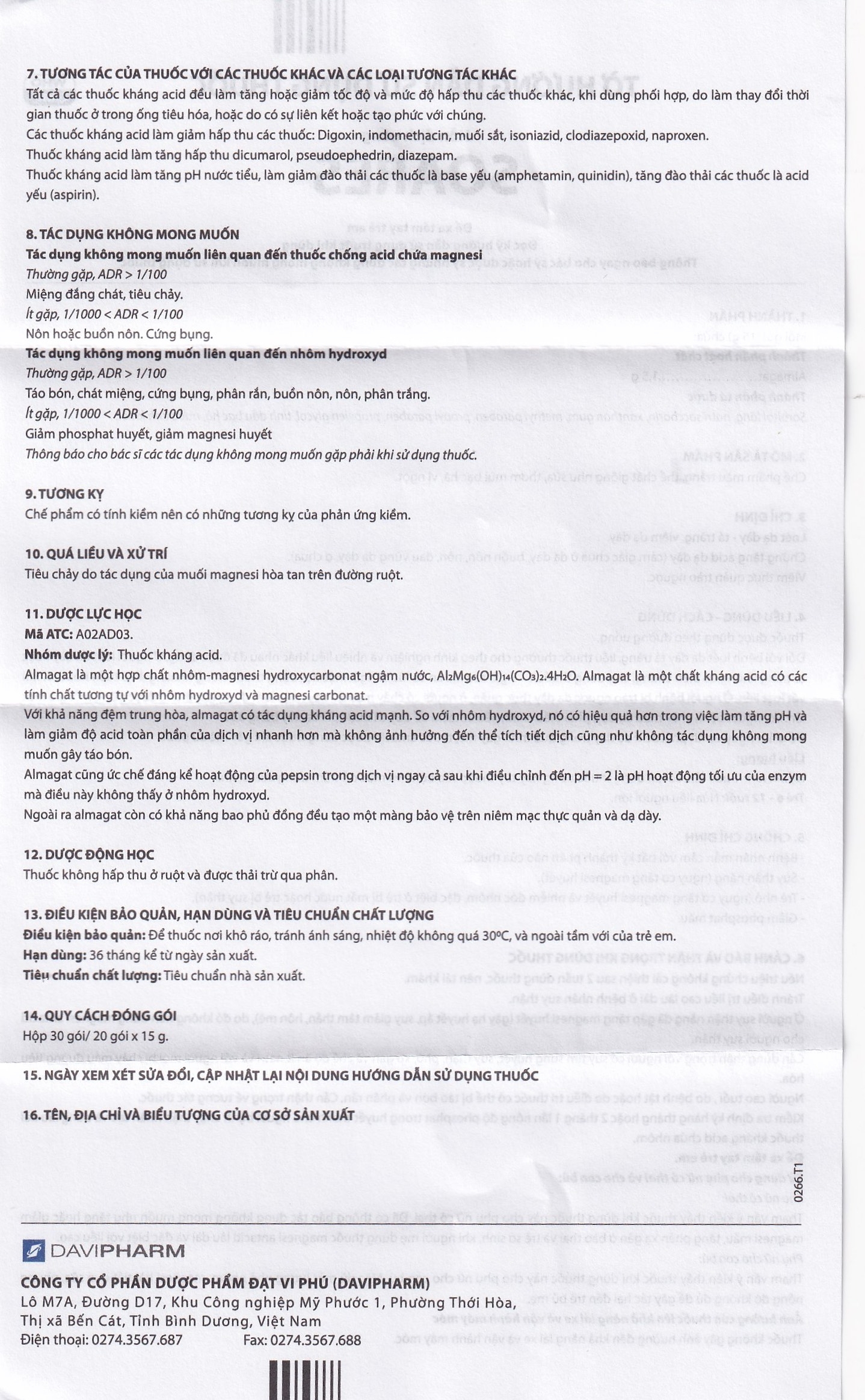 Hình ảnh Hỗn dịch uống Soares Davipharm loét dạ dày - tá tràng, viêm dạ dày (30 gói x 15g)