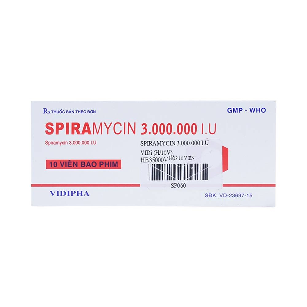 Hình ảnh Thuốc Spiramycin 3.000.000 I.U Vidipha điều trị nhiễm khuẩn đường hô hấp (10 viên)