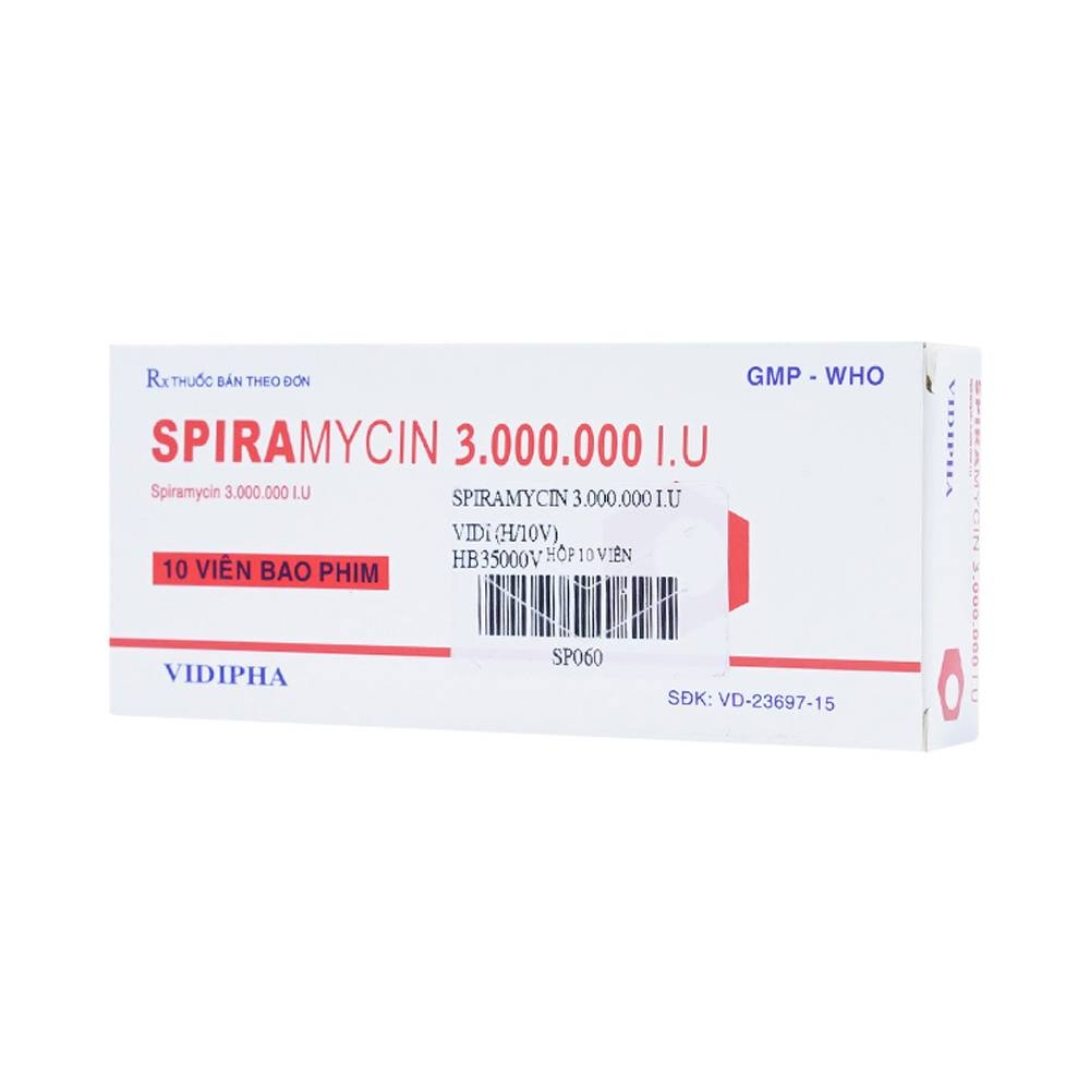 Hình ảnh Thuốc Spiramycin 3.000.000 I.U Vidipha điều trị nhiễm khuẩn đường hô hấp (10 viên)