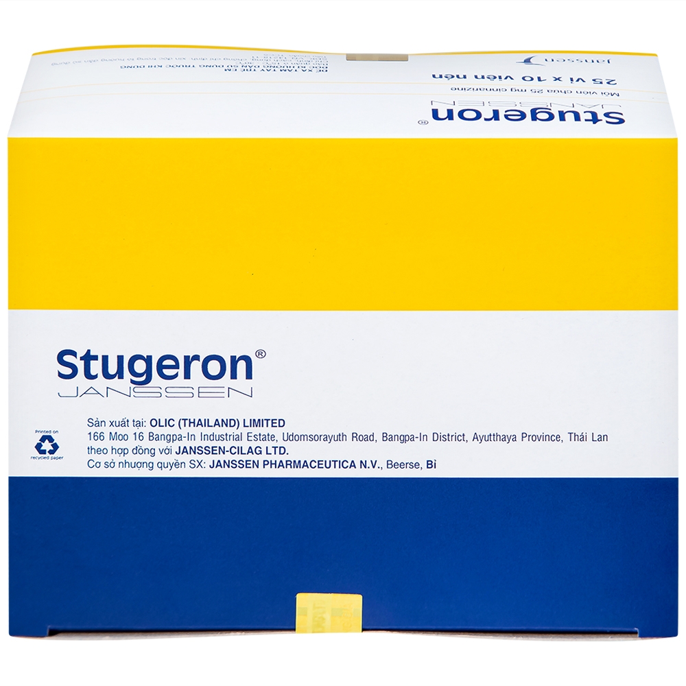 Hình ảnh Thuốc Stugeron Janssen điều trị rối loạn tuần hoàn não (25 vỉ x 10 viên)