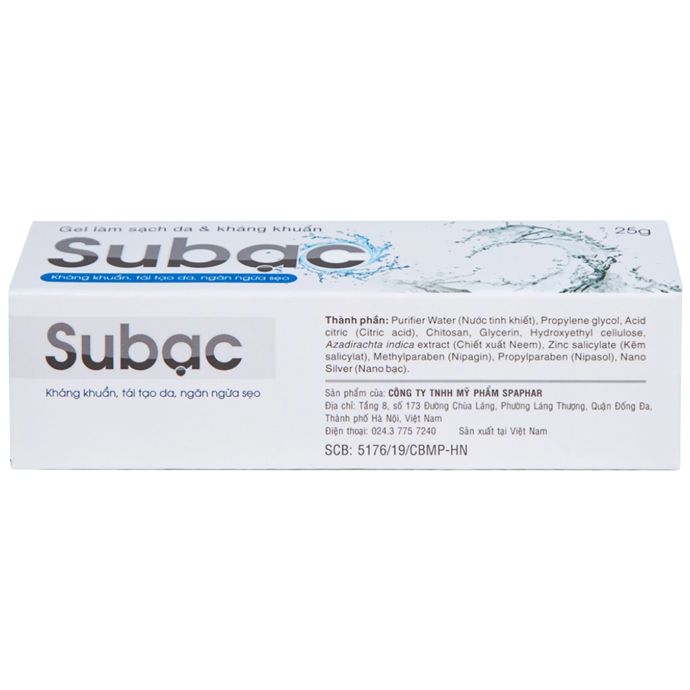 Hình ảnh Gel làm sạch da và kháng khuẩn Subạc Spaphar tái tạo da, ngăn ngừa sẹo (25g)