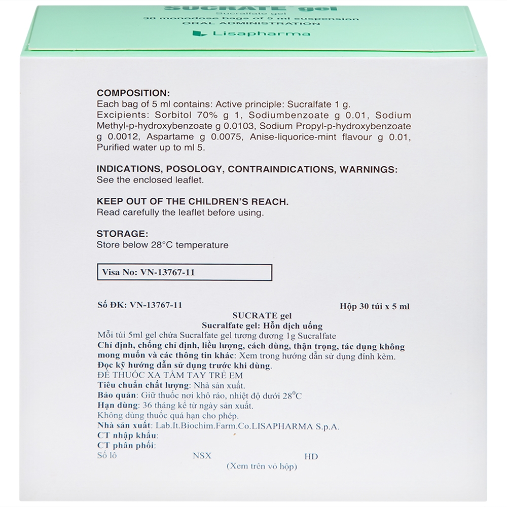 Hình ảnh Hỗn dịch Sucrate Gel Istituto Biochimico Italiano điều trị loét dạ dày - tá tràng (30 gói x 5ml)
