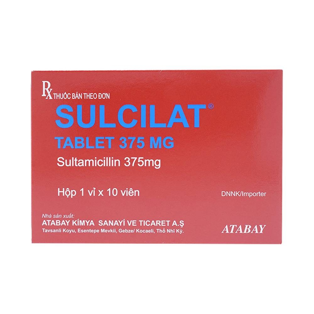 Hình ảnh Thuốc Sulcilat Tablet 375mg Atabay điều trị các bệnh nhiễm khuẩn hô hấp (1 vỉ x 10 viên)