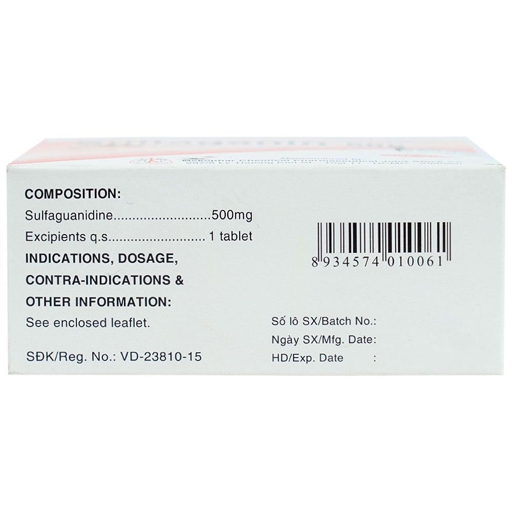 Hình ảnh Thuốc Sulfaganin 500 Mekophar điều trị tiêu chảy cấp (10 vỉ x 10 viên)
